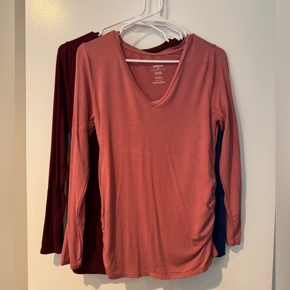 3 Women's V-Neck Long Sleeve Maternity Tops - Set of 3